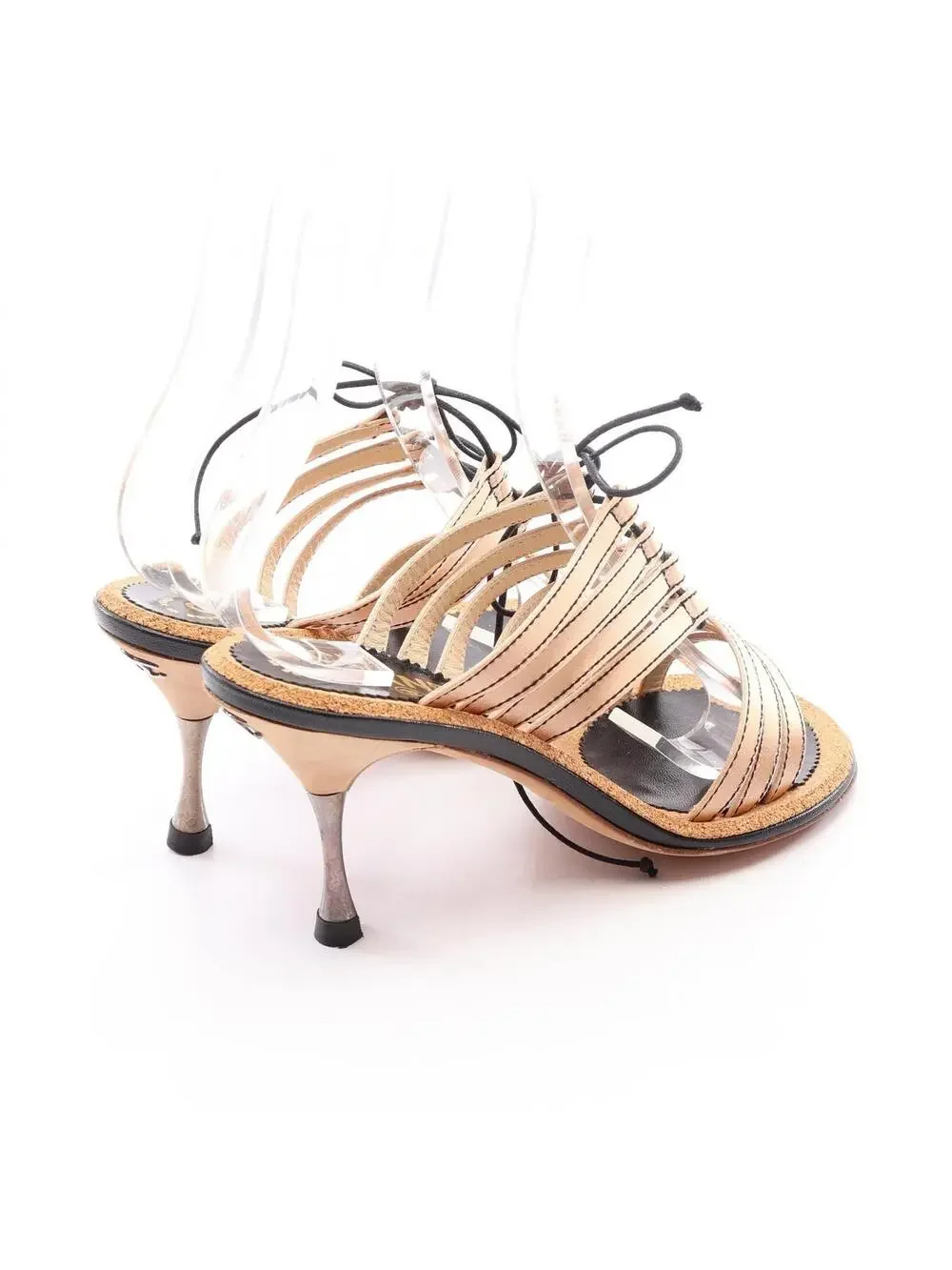 Chanel Lace Up Mule Heels Shoes #38 #360106C44B